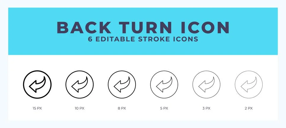 Back turn icon illustration vector with editable stroke. Stock Illustration