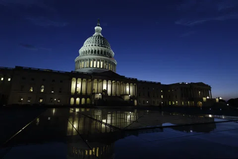 Back of United States Capitol at Sunset Hyperlapse Timelapse in Washington DC Video stock 283461148
