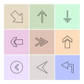 Back , upload , down , arrows , directions , left , right , pointer ,eps icon Stock Illustration