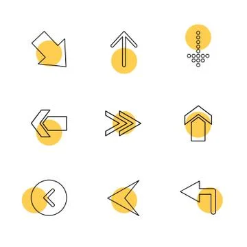 Back , upload , down , arrows , directions , left , right , pointer ,eps icon Stock Illustration