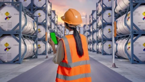 Back View Of Asian Female Engineer Working On A Green Screen Smartphone Stock Footage 340840770