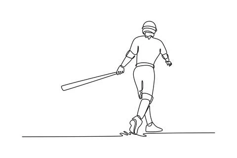 Back view baseball player with bat walking confident for game Stock Illustration