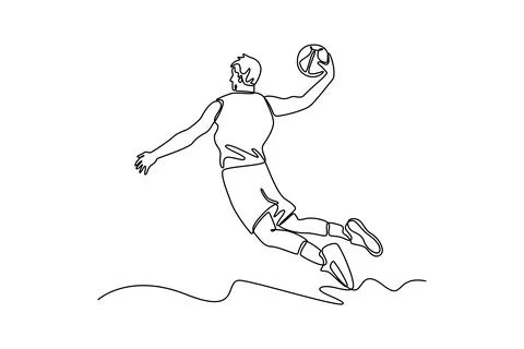 Back view of basketball player makes slam dunk Stock Illustration