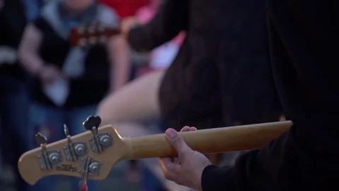 Back view of a bass player. Stock Footage 76355462