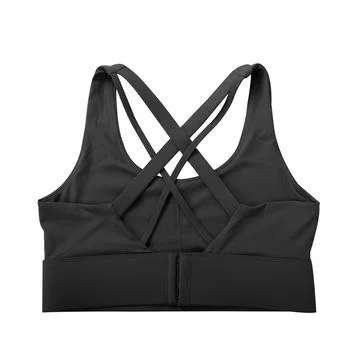 Back view black sports bra isolated on white background Stock Photos