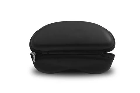 Back view of black sunglasses case open condition isolated on white background Stock Photos