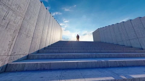 The back view of the boss looking forward to the future with anxiety and con Vídeo Stock 300230398