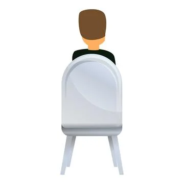 Back view boy on chair icon, cartoon style Stock Illustration