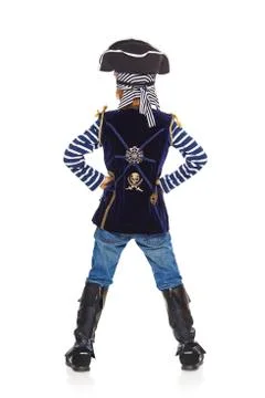 Back view of boy pirate pointing up Stock Photos