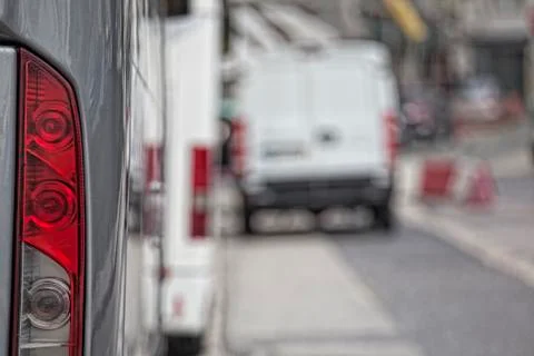 Back view of bus, red side lamp Stock Photos