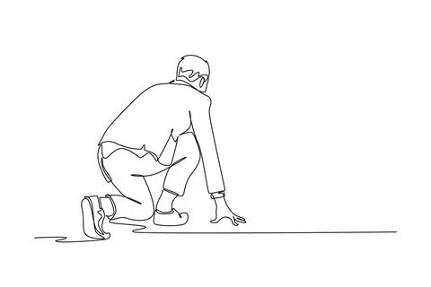 Back view of businessman get ready to sprint run on running track 스톡 일러스트