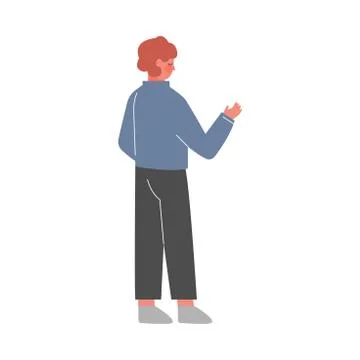 Back View of Businessman Talking and Gesturing, Working Process or Business Stock Illustration