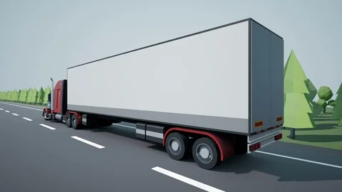 Back view camera follows American semi truck. 動画素材 89885625
