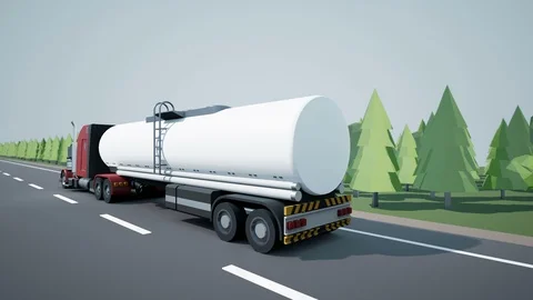 Back view camera follows American petrol or oil tanker truck. 動画素材 89885914