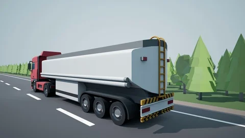 Back view camera follows euro petrol or oil tanker. 動画素材 89885583