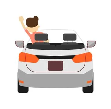 Back view car with driver icon 스톡 일러스트