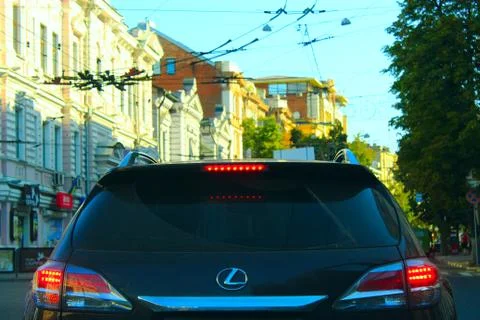 Back view of the car Lexus while driving in Kharkov Stock Photos