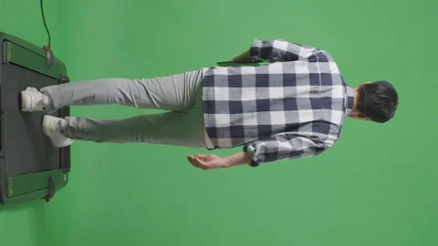 Back View Close Up Of Asian Business Man Walking On Green Screen Background Stock-Footage 248008993