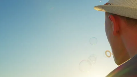 Back View Close Up with Bubbles and Sun Rays Video stock 331218294