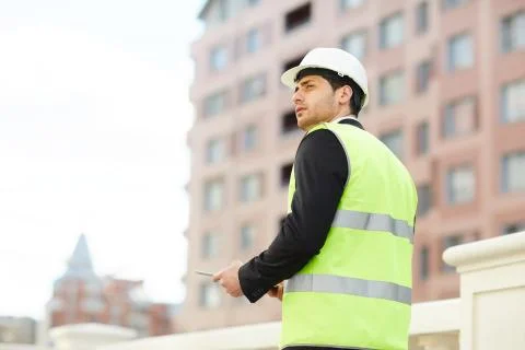 Back view of construction manager Stock Photos