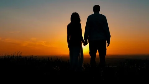 Back view couple in love outdoors Stock Footage 114803152