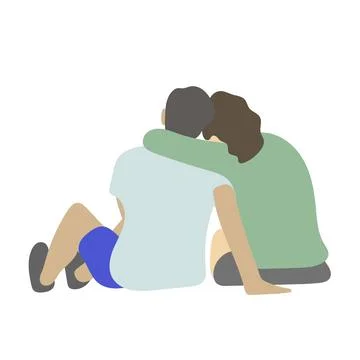 Back view of couple lover supporting each other illustration vector Stock Illustration