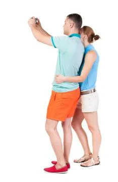 Back view of couple photographing Foto stock
