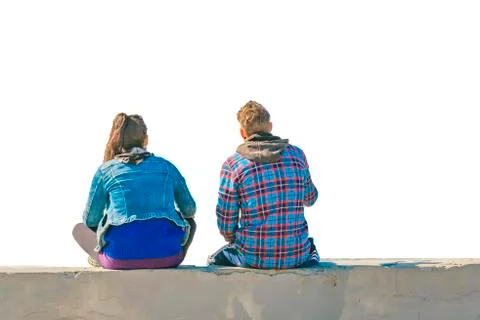 Back View Couple Sitting Stock Photos