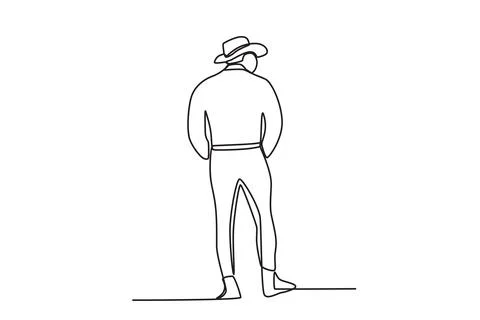 Back view of a cowboy standing Stock Illustration