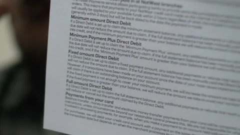 Back View Of Credit Card Statement With How To Pay Instructions. Close Up, Stock Footage 172257130