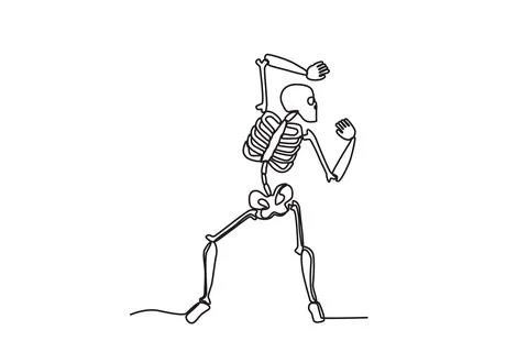 Back view of a dancing human skeleton Stock Illustration