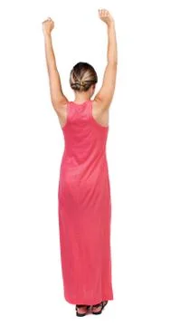 Back view of dancing young beautiful  woman 스톡 사진