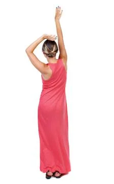 Back view of dancing young beautiful  woman Stock Photos