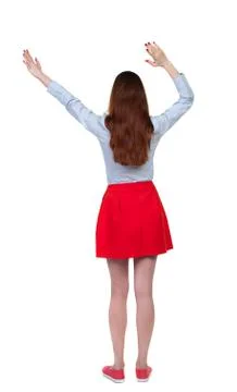 Back view of dancing young beautiful  woman Stock Photos