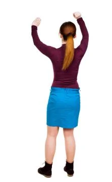 Back view of dancing young beautiful  woman Stock-Fotos