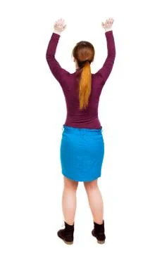 Back view of dancing young beautiful  woman Stock-Fotos
