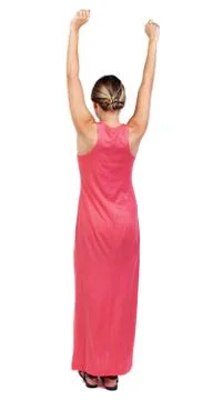 Back view of dancing young beautiful  woman Stock-Fotos
