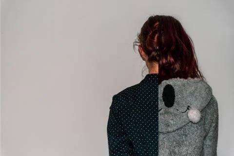 A back view divided close-up shot of an unrecognizable young Caucasian redhea Stock Photos