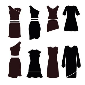 Back view of dresses isolated on white background. Stock Illustration