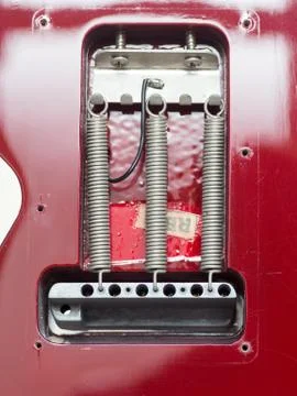 Back view of the electric guitar without a back panel Stock Photos