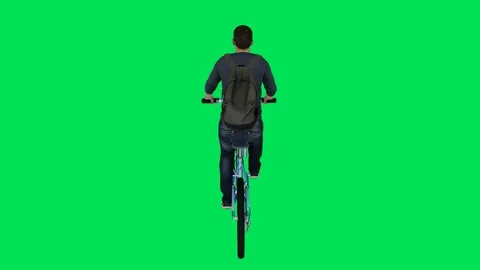 Back view of energetic man riding bicycle Video stock 246730598