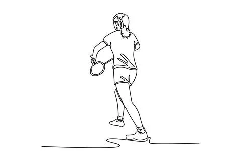 Back view of female badminton player ready to serve Stock Illustration