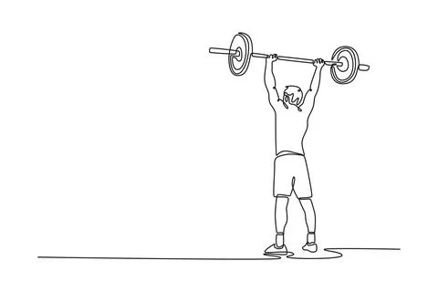 Back view fit young man doing heavy weight exercise Stock Illustration