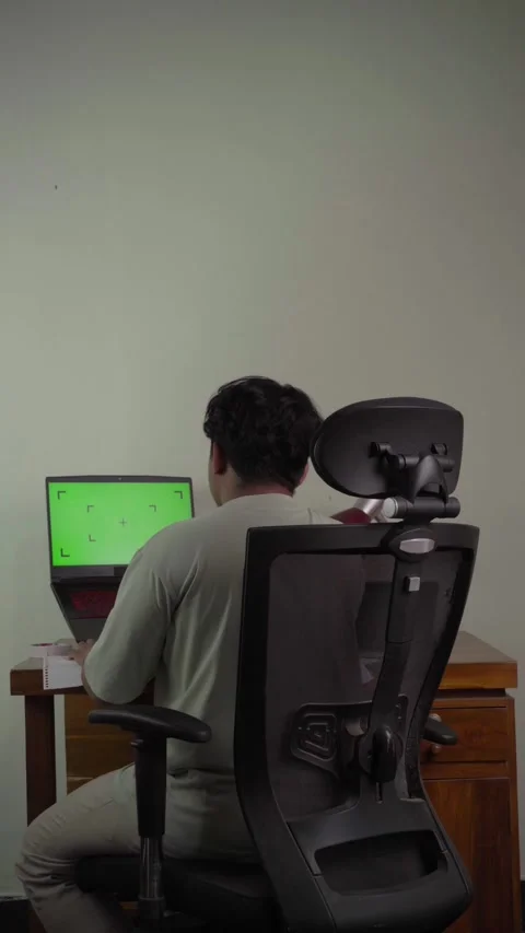 Back view of freelancer in front of laptop Stock-Footage 320060926