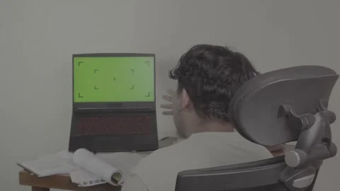 Back view of freelancer in front of laptop Stock-Footage 320244746