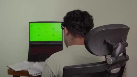 Back view of freelancer in front of laptop Stock-Footage 320245160