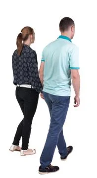 Back view going couple Foto stock