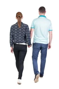 Back view going couple Foto stock