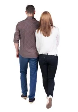Back view going couple Foto stock