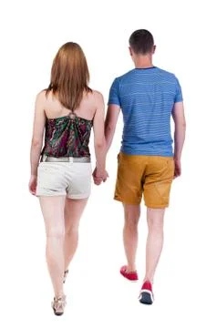 Back view going couple Foto stock